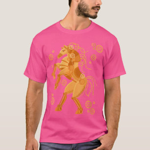 Camiseta Ciclo de arte Metalizado vintage retro de caballo