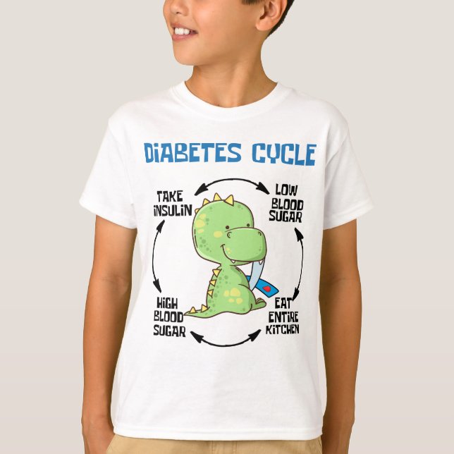 Camiseta Ciclo de Diabetes de Dinosaurio (Anverso)