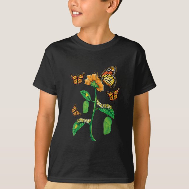 Camiseta Ciclo de vida de la mariposa monarca (Anverso)
