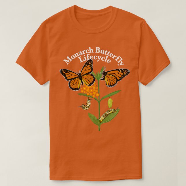 Camiseta Ciclo de vida de la mariposa monarca de la maripos (Diseño del anverso)