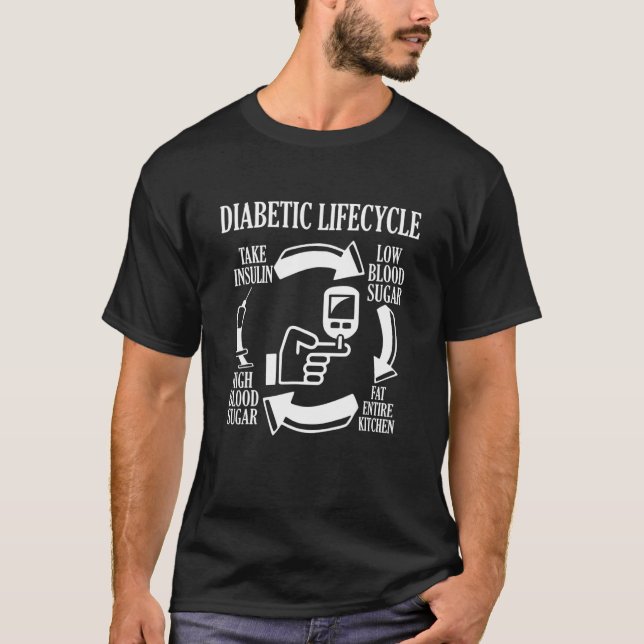Camiseta Ciclo de vida diabético Diabetes Elevar el Mes de  (Anverso)
