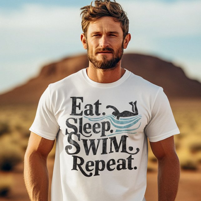 Camiseta Ciclo sin fin: Comer sueño nadar repetición (Subido por el creador)