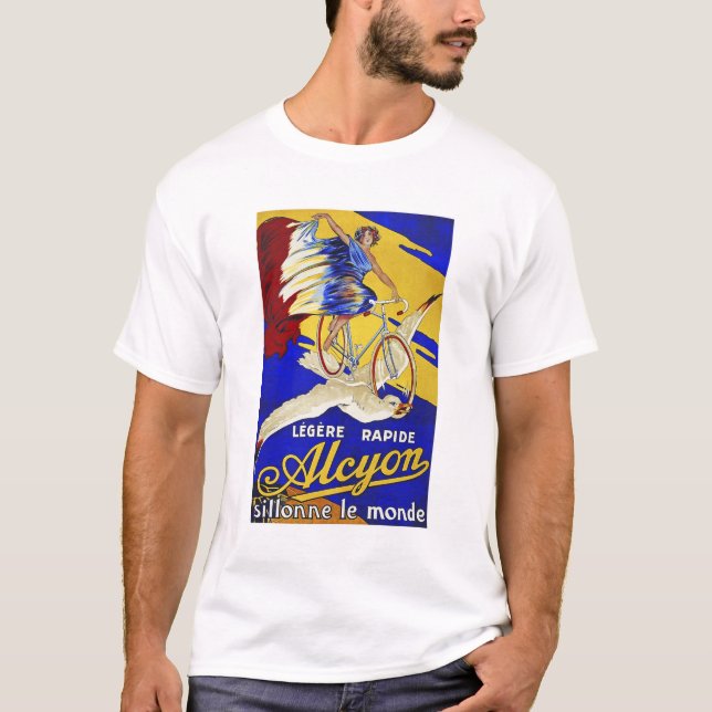 Camiseta Ciclos de alción - Arte de bicicleta de época (Anverso)
