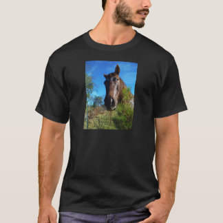 Camiseta Cielo azul de caballo marrón y crema