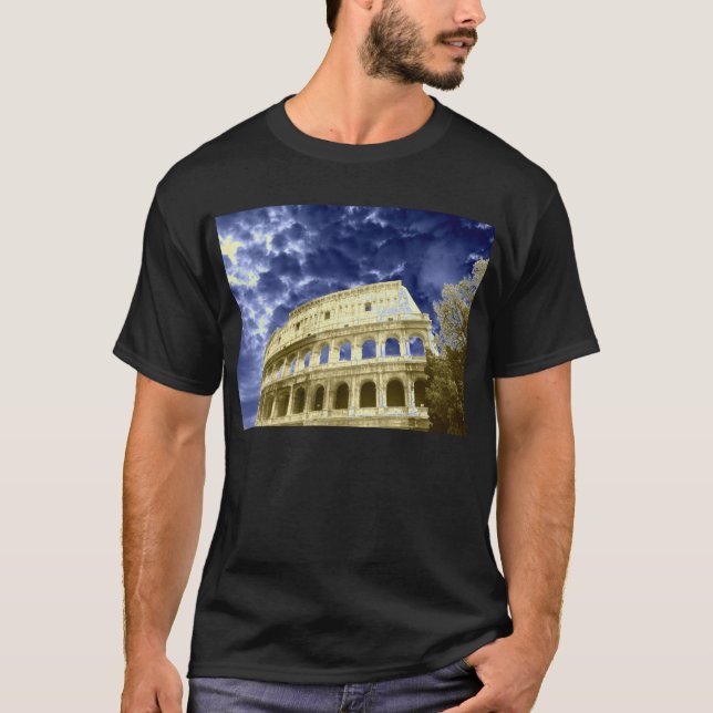 Camiseta Cielo azul nublado 1 de Roma Colosseum (Anverso)