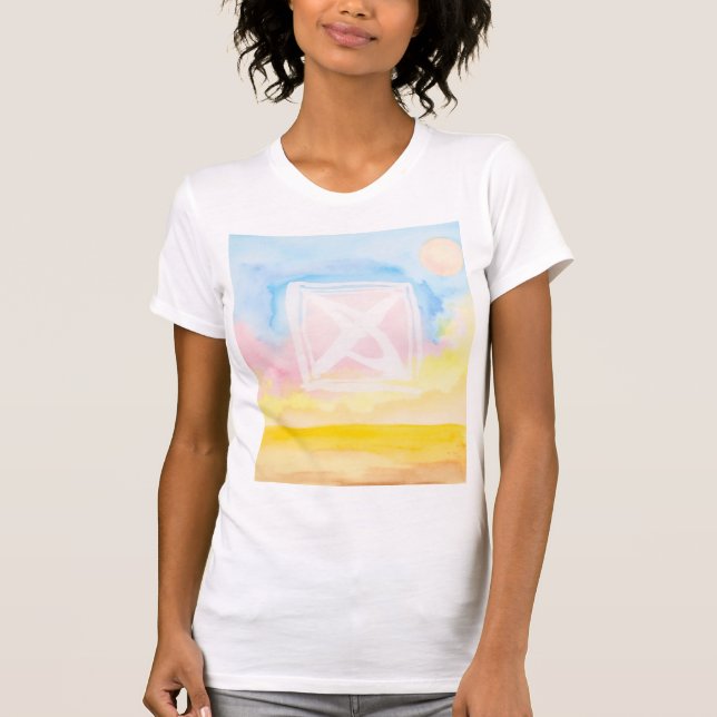 Camiseta Cielo con campo brillante y formas (Anverso)