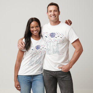 Camiseta Cielo de llamas de la libertad blanco