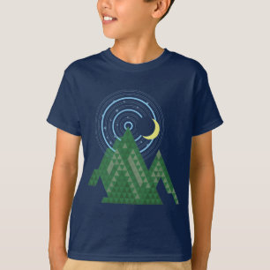 Camiseta cielo de luna creciente en la montaña