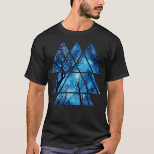 Camiseta Cielo geométrico en árboles nocturnos Naturaleza G