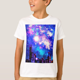 Camiseta Cielo nocturno cómico del horizonte y de la vía
