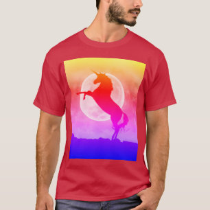 Camiseta Cielo nocturno de la silueta de unicornio, ZKOA
