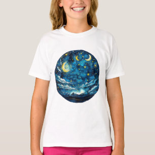 Camiseta Cielo Nocturno Estrellado con Lunas – Niños Celest