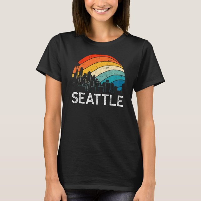 Camiseta Cielo urbano vintage del retro Washington Seattle (Anverso)