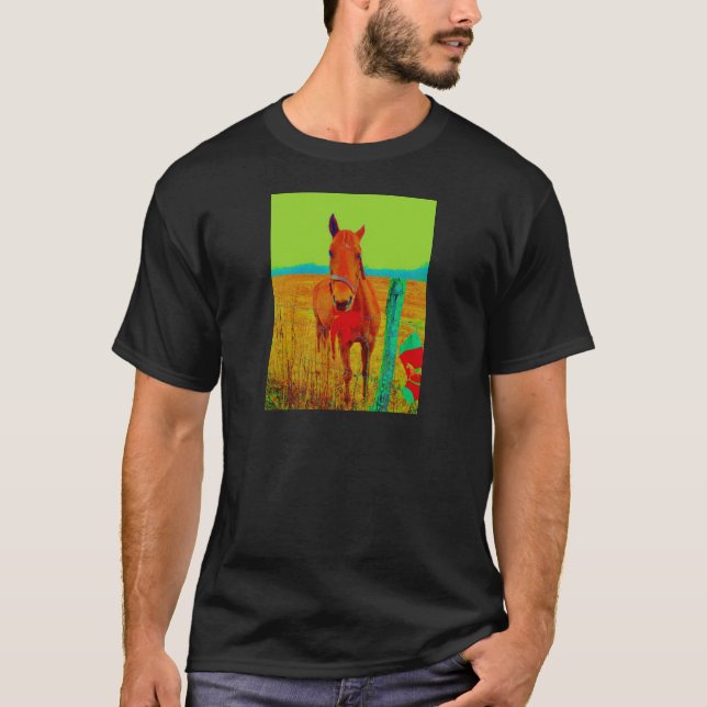 Camiseta Cielo verde, arco rojo Caballo : añadir nombre (Anverso)