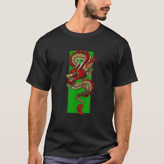Camiseta Cielo verde del dragón de fuego (Anverso)