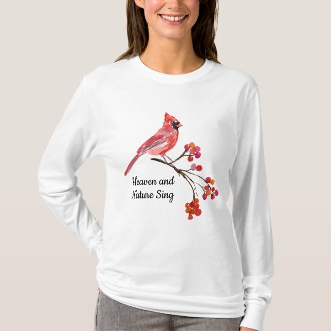 Camiseta Cielo y naturaleza cantan festividad del cardenal  (Anverso)
