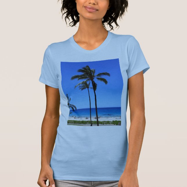 Camiseta Cielos azules de Hawaii y palmeras (Anverso)