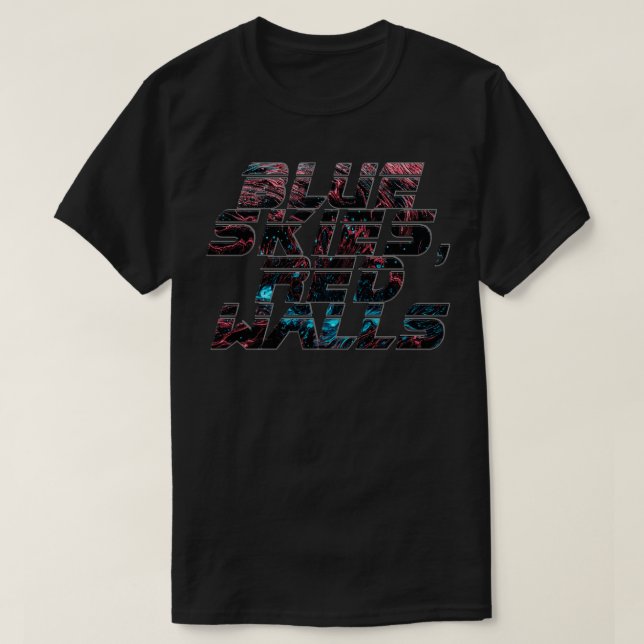 Camiseta Cielos azules de las paredes rojas (Diseño del anverso)