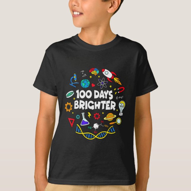 Camiseta Ciencia 100 días estudiantes más brillantes feliz  (Anverso)