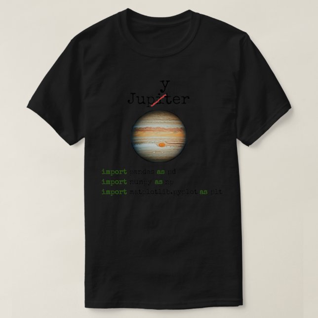 Camiseta Ciencia de datos Python programación numpy pandas  (Diseño del anverso)