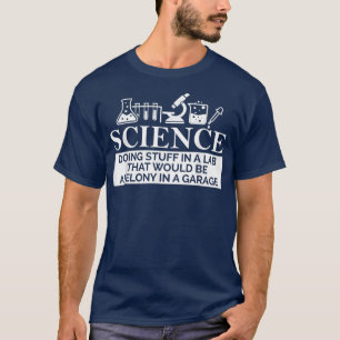 Camiseta CIENCIA en un criminal de laboratorio en un taller