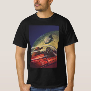 Camiseta Ciencia ficción vintage, ciudad futurista en la lu