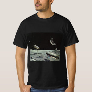 Camiseta Ciencia ficción vintage, cohetes lanzados planetas