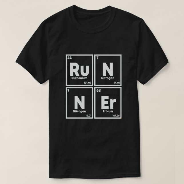 Camiseta Ciencias de la Maratón de la Mesa Periódica de Run (Diseño del anverso)