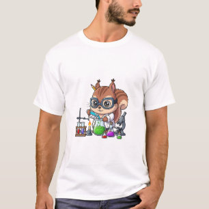 Camiseta Científico Ardilla Inteligente Realizando Química