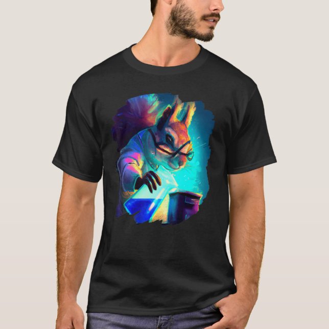 Camiseta Científico astuto de ardilla mezclando química (Anverso)