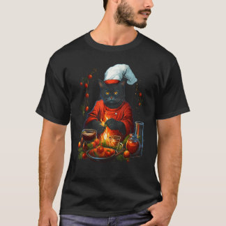 Camiseta Científico de Alimentos Navidad Gato Chef Cocina X