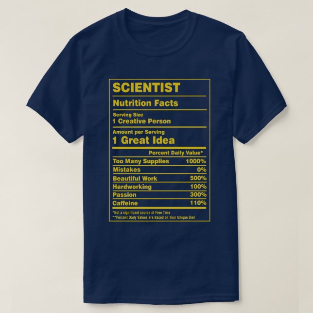 Camiseta Científico de los hechos de nutrición (Diseño del anverso)