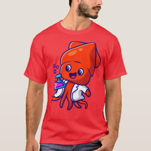 Camiseta Científico del calamar aguantando Personalizado de