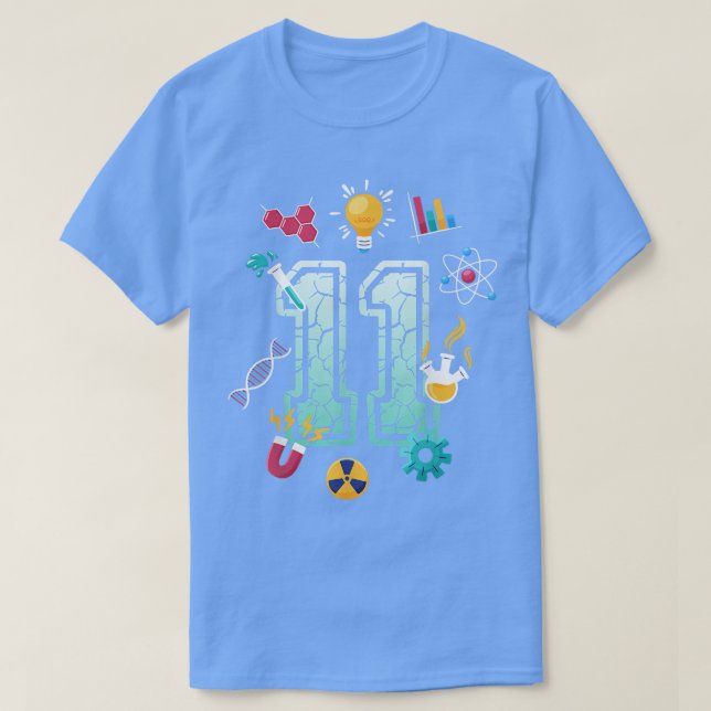 Camiseta Científico Fiesta de escuela de 11 años de edad de (Diseño del anverso)