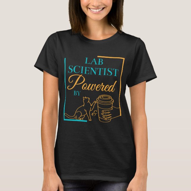 CAMISETA CIENTÍFICO LABORAL POTENCIADO POR GATOS Y CAFÉ - L (Anverso)