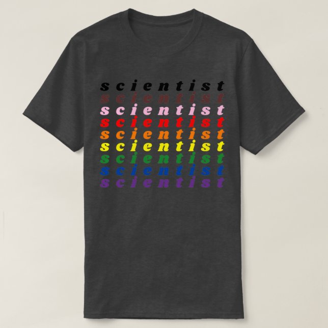 Camiseta científico repitiendo el arco iris a lo ancho (Diseño del anverso)