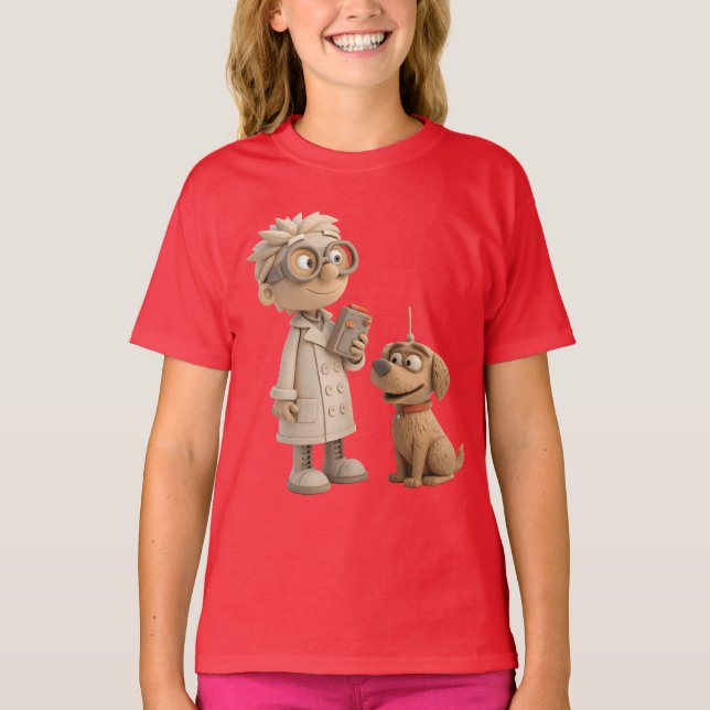 Camiseta Científico y perro Personalizado lindo - Geeky est (Anverso)