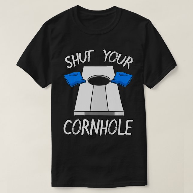 Camiseta Cierra el juego de bolsillo de Cornhole Bag Backya (Diseño del anverso)