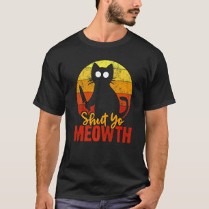 Camiseta Cierra Tu Bocaza Gato Sangriento de Halloween Con