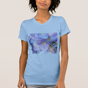 Camiseta cierre de la flor de la hidrangea azul