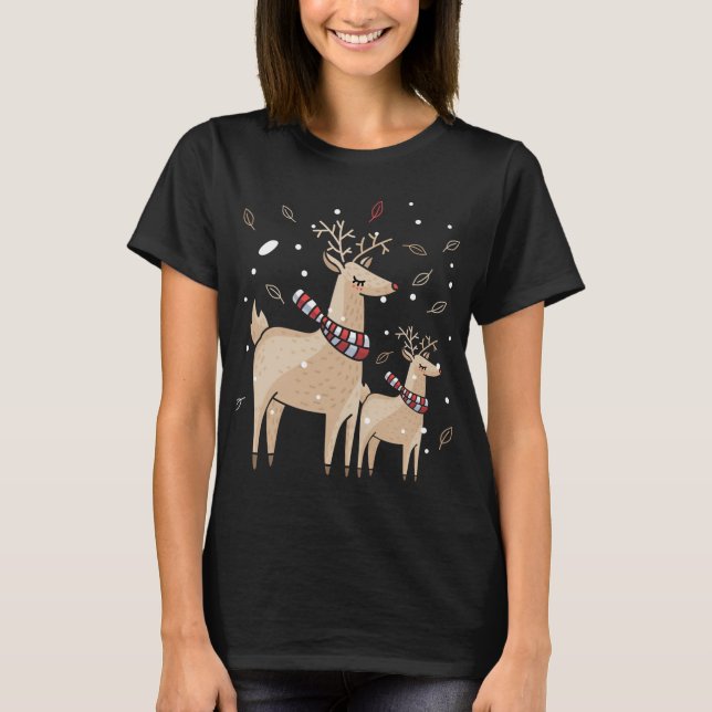 Camiseta Cierva de Navidad, perfecta para el otoño. (Anverso)