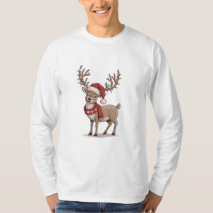 Camiseta Ciervo Animal Navidad Ciervo Sombrero Santa Navida