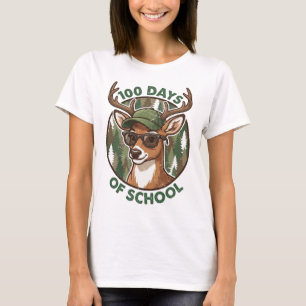 Camiseta Ciervo Camuflado 100 Días de Escuela Estudiante Ma