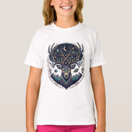 Camiseta Ciervo Celestial Arte Místico de Luna y Estrellas