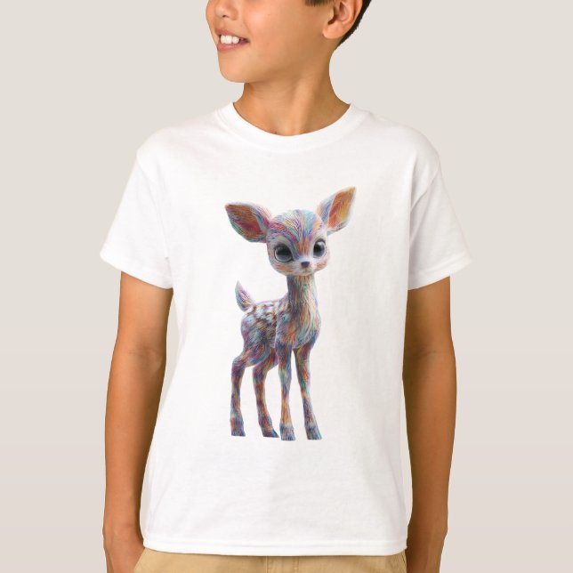 Camiseta Ciervo cervatillo psicodélico arcoíris niños (Anverso)