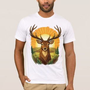 Camiseta Ciervo con Cuernos Puesta de Sol Bosque Regalo Caz