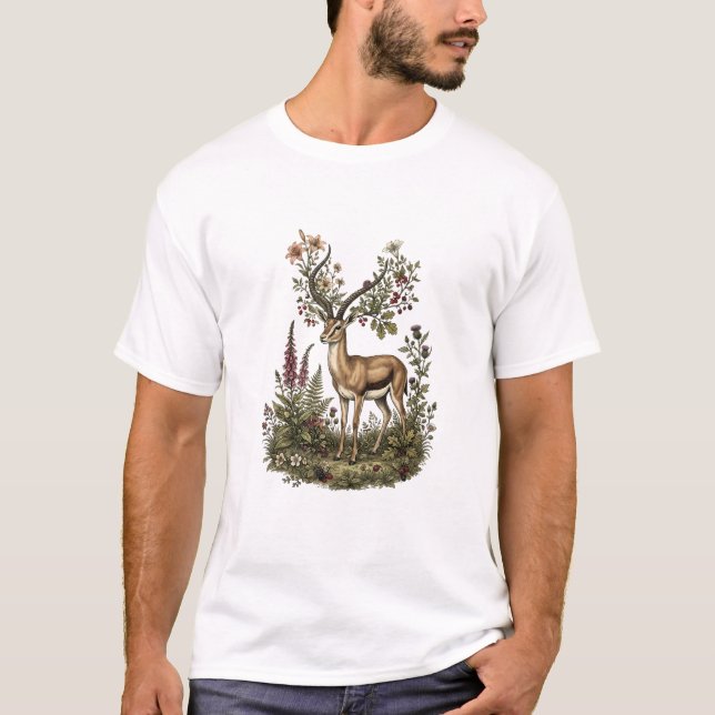 Camiseta Ciervo con Flor Silvestre (Anverso)