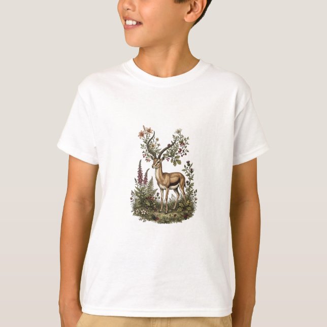 Camiseta Ciervo con Flor Silvestre  (Anverso)