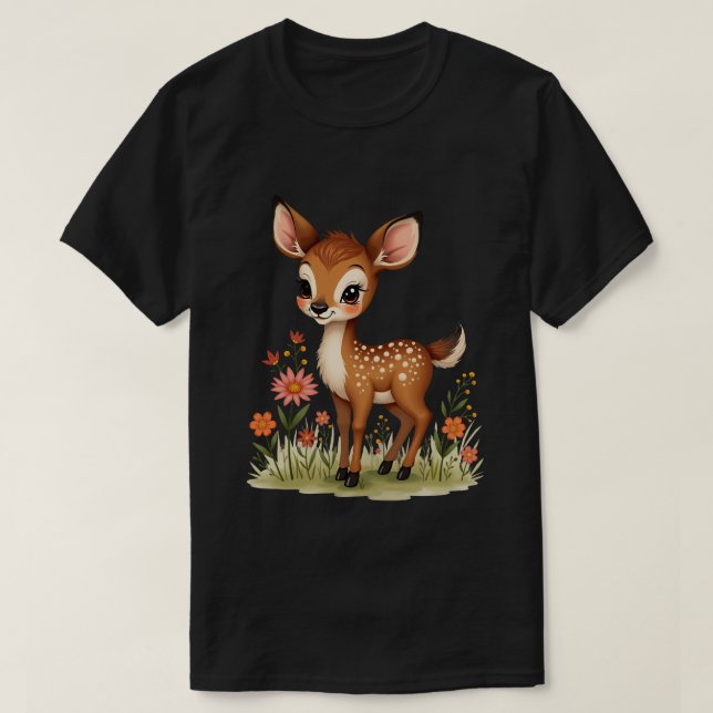 Camiseta Ciervo con Flores (Diseño del anverso)