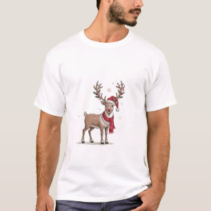 Camiseta Ciervo con luces de Navidad sombrero de Santa Navi